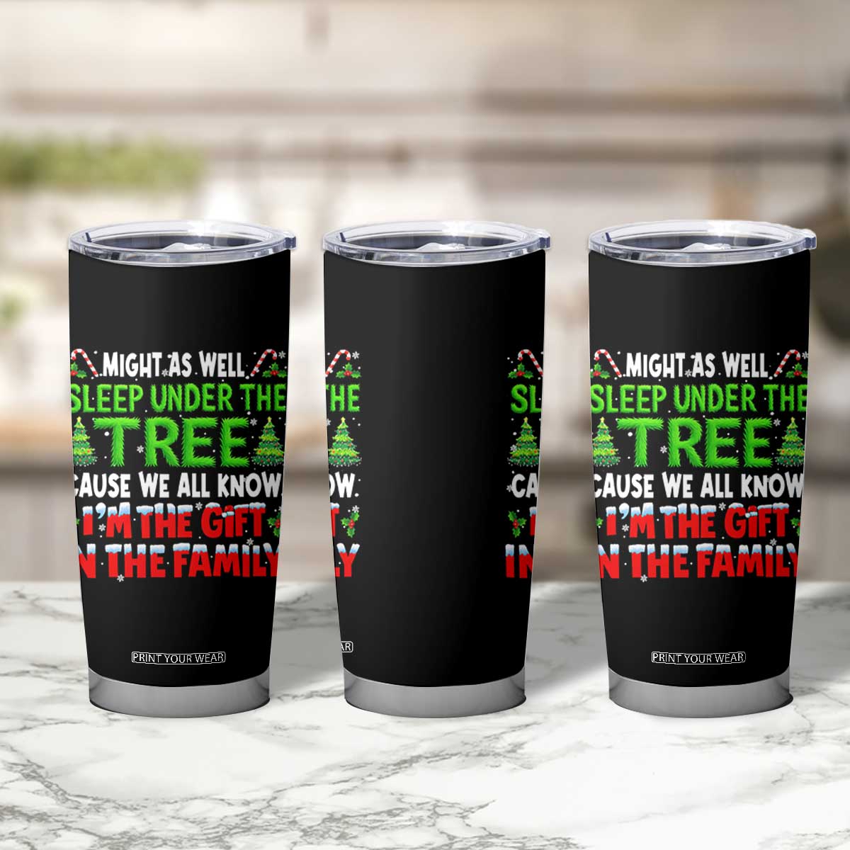 Funny Christmas Tumbler Cup I'm The Gift Family Pajama TS10 Print Your Wear