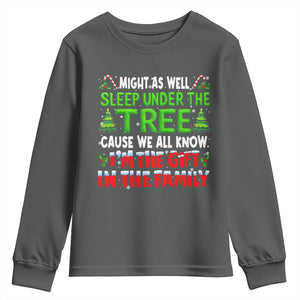 Funny Christmas Youth Sweatshirt I'm The Gift Family Pajama TS10 Dark Heather Print Your Wear