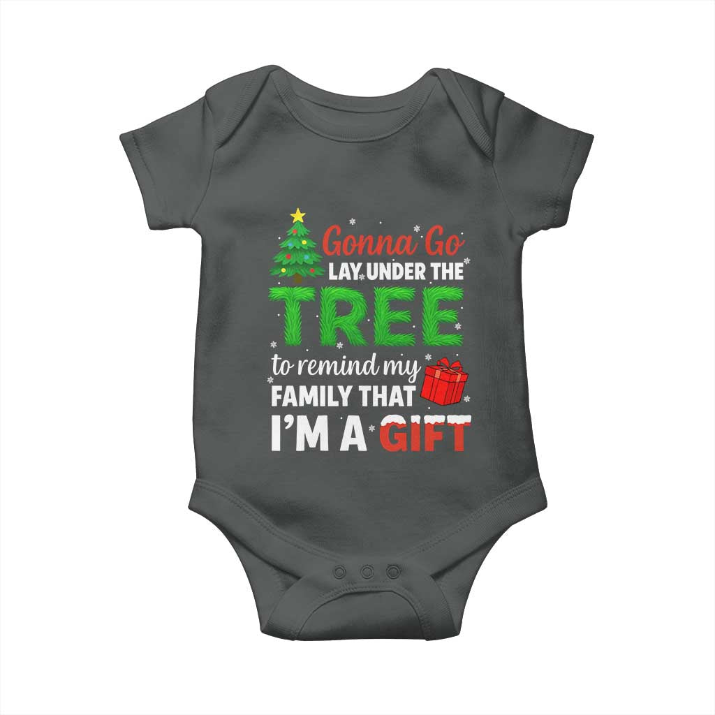 Funny Christmas Baby Onesie Lay Under The Tree Xmas Family Pajama Gift TS10 Dark Heather Print Your Wear