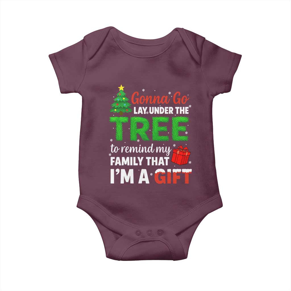 Funny Christmas Baby Onesie Lay Under The Tree Xmas Family Pajama Gift TS10 Maroon Print Your Wear