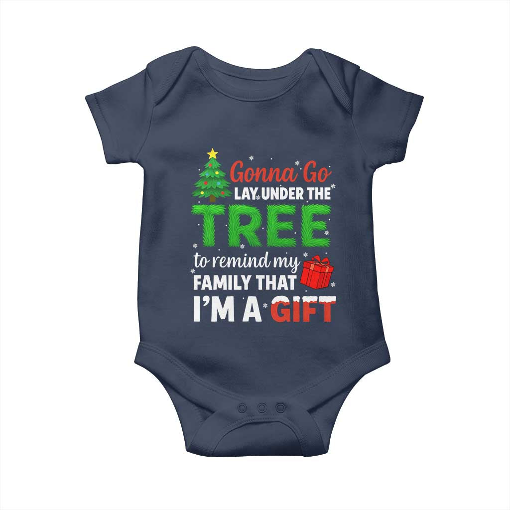 Funny Christmas Baby Onesie Lay Under The Tree Xmas Family Pajama Gift TS10 Navy Print Your Wear