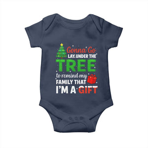 Funny Christmas Baby Onesie Lay Under The Tree Xmas Family Pajama Gift TS10 Navy Print Your Wear