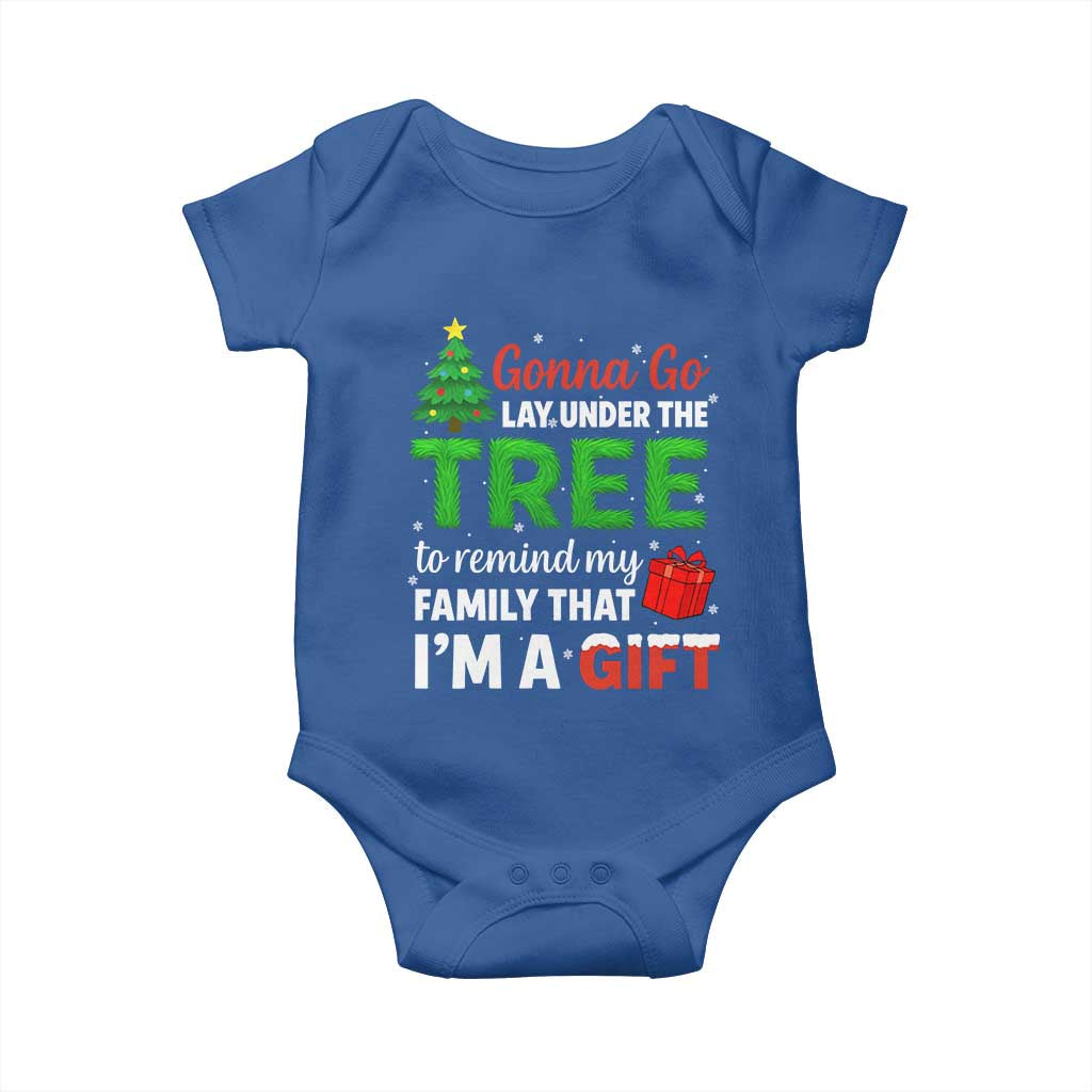 Funny Christmas Baby Onesie Lay Under The Tree Xmas Family Pajama Gift TS10 Royal Blue Print Your Wear