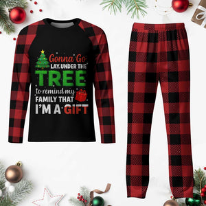 Funny Christmas Plaid Pajama Set Lay Under The Tree Xmas Family Pajama Gift TS10 Buffalo Plaid Print Your Wear