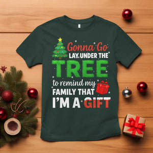 Funny Christmas T Shirt Lay Under The Tree Xmas Family Pajama Gift TS10 Dark Forest Green Print Your Wear
