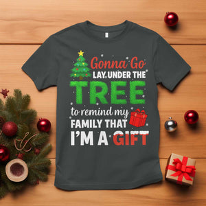 Funny Christmas T Shirt Lay Under The Tree Xmas Family Pajama Gift TS10 Dark Heather Print Your Wear