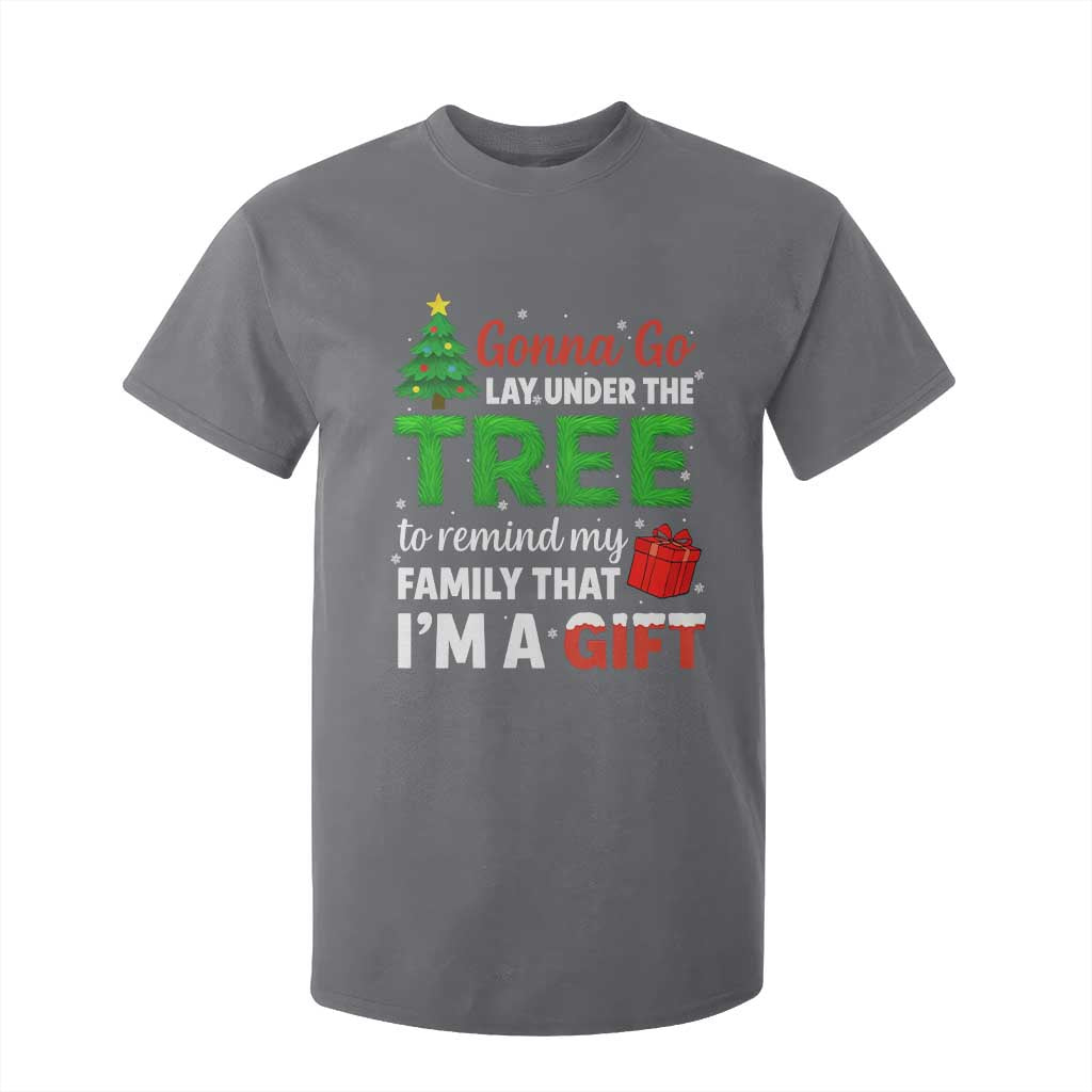 Funny Christmas T Shirt For Kid Lay Under The Tree Xmas Family Pajama Gift TS10 Charcoal Print Your Wear
