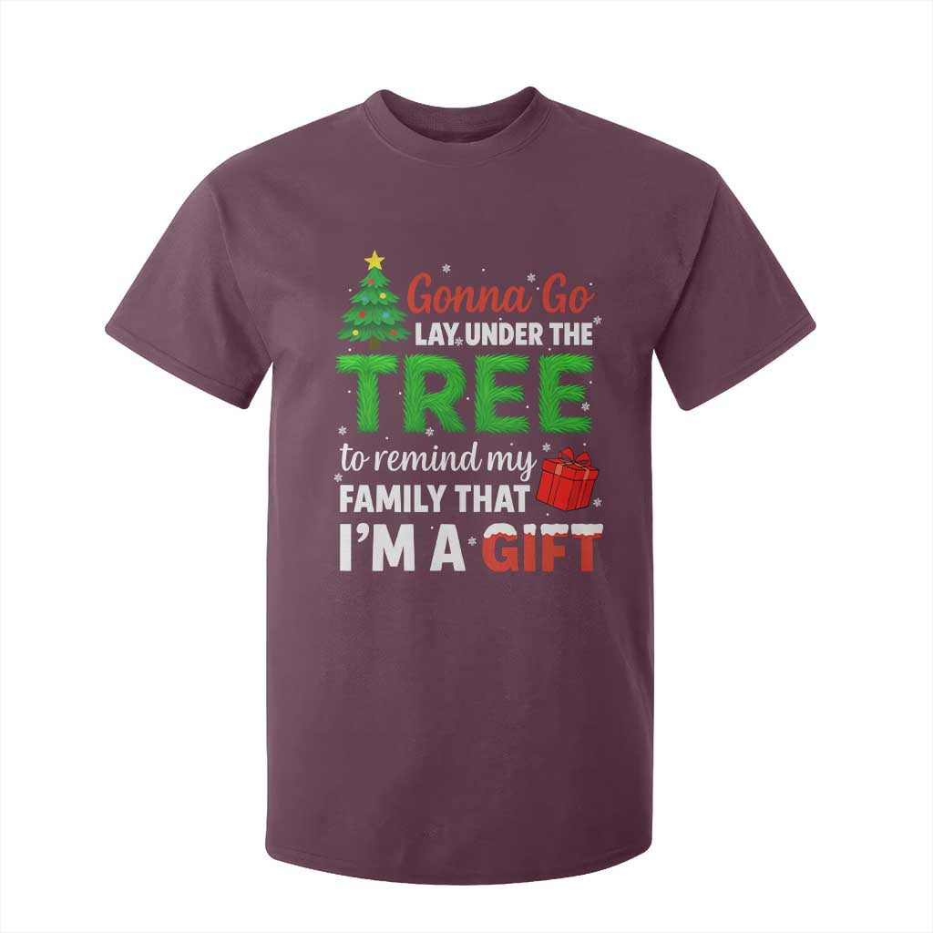 Funny Christmas T Shirt For Kid Lay Under The Tree Xmas Family Pajama Gift TS10 Maroon Print Your Wear