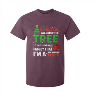 Funny Christmas T Shirt For Kid Lay Under The Tree Xmas Family Pajama Gift TS10 Maroon Print Your Wear
