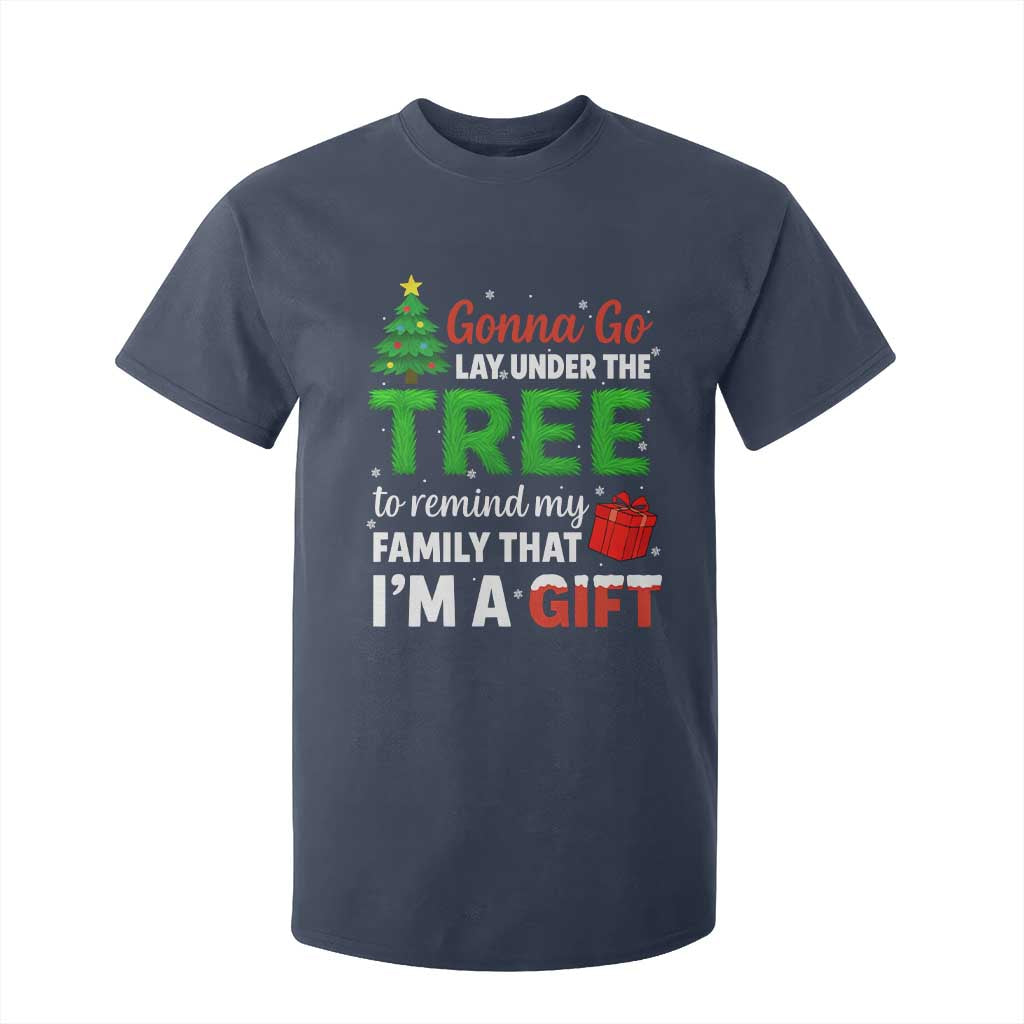 Funny Christmas T Shirt For Kid Lay Under The Tree Xmas Family Pajama Gift TS10 Navy Print Your Wear