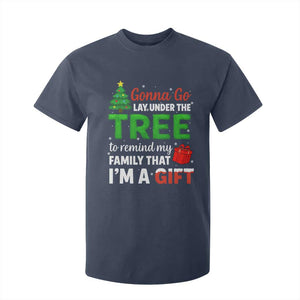 Funny Christmas T Shirt For Kid Lay Under The Tree Xmas Family Pajama Gift TS10 Navy Print Your Wear