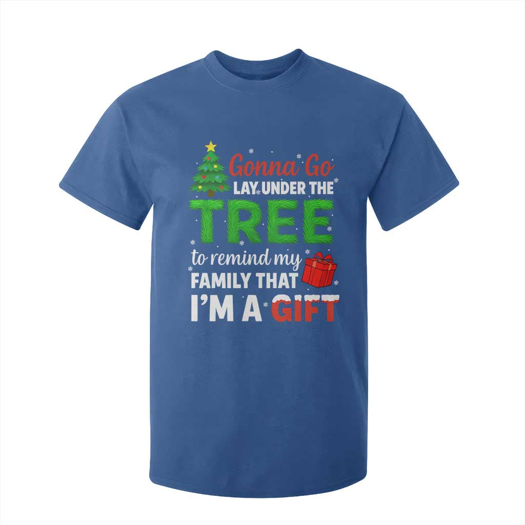 Funny Christmas T Shirt For Kid Lay Under The Tree Xmas Family Pajama Gift TS10 Royal Blue Print Your Wear