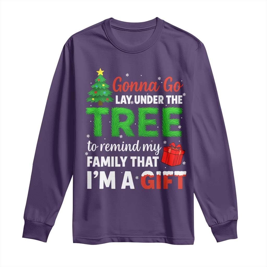 Funny Christmas Long Sleeve Shirt Lay Under The Tree Xmas Family Pajama Gift TS10 Purple Print Your Wear