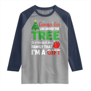 Funny Christmas Raglan Shirt Lay Under The Tree Xmas Family Pajama Gift TS10 Sport Gray Navy Print Your Wear