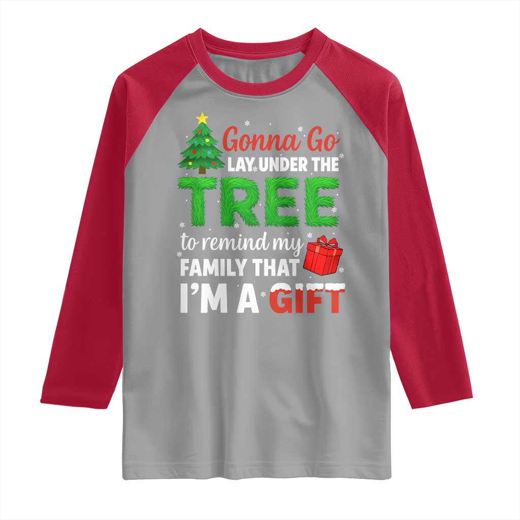 Funny Christmas Raglan Shirt Lay Under The Tree Xmas Family Pajama Gift TS10 Sport Gray Red Print Your Wear