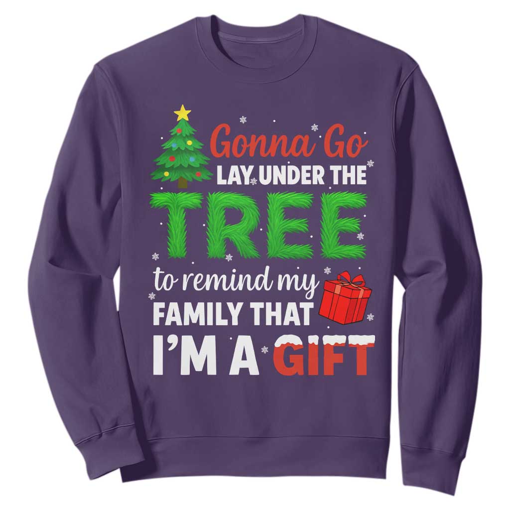 Funny Christmas Sweatshirt Lay Under The Tree Xmas Family Pajama Gift TS10 Purple Print Your Wear