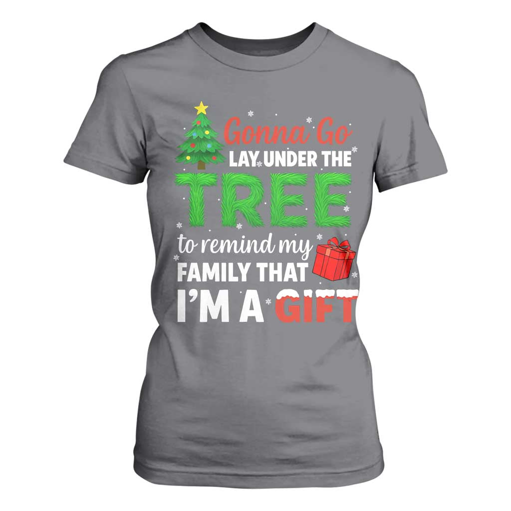 Funny Christmas T Shirt For Women Lay Under The Tree Xmas Family Pajama Gift TS10 Charcoal Print Your Wear