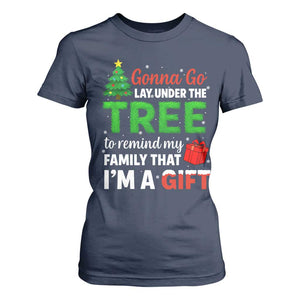 Funny Christmas T Shirt For Women Lay Under The Tree Xmas Family Pajama Gift TS10 Navy Print Your Wear