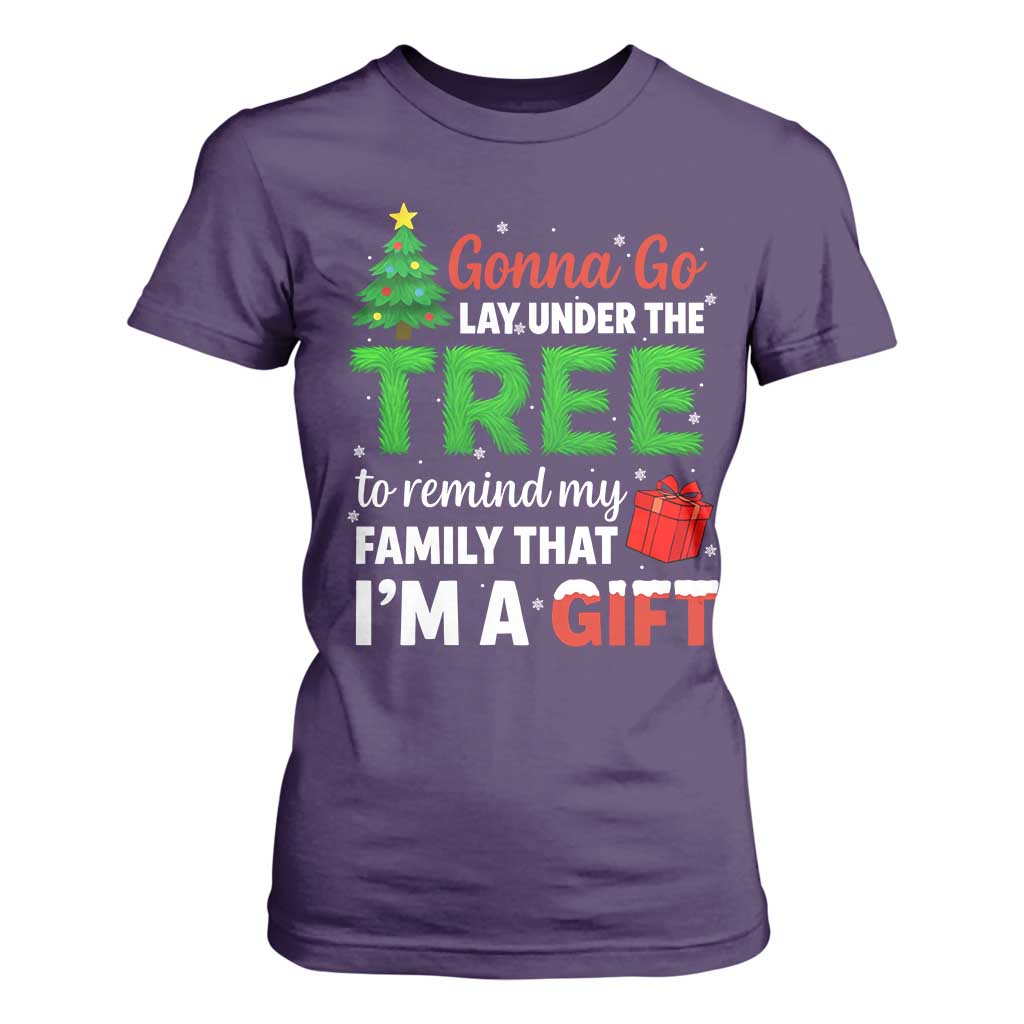 Funny Christmas T Shirt For Women Lay Under The Tree Xmas Family Pajama Gift TS10 Purple Print Your Wear