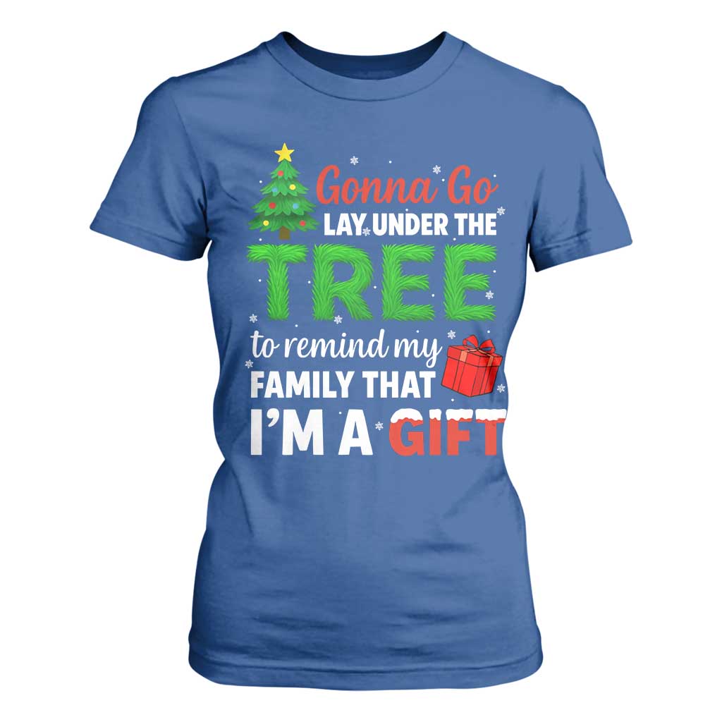 Funny Christmas T Shirt For Women Lay Under The Tree Xmas Family Pajama Gift TS10 Royal Blue Print Your Wear