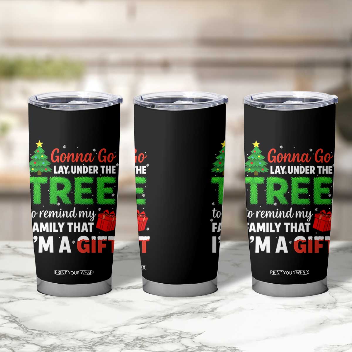Funny Christmas Tumbler Cup Lay Under The Tree Xmas Family Pajama Gift TS10 Print Your Wear
