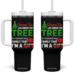 Funny Christmas Tumbler With Handle Lay Under The Tree Xmas Family Pajama Gift TS10 One Size: 40 oz Black Print Your Wear