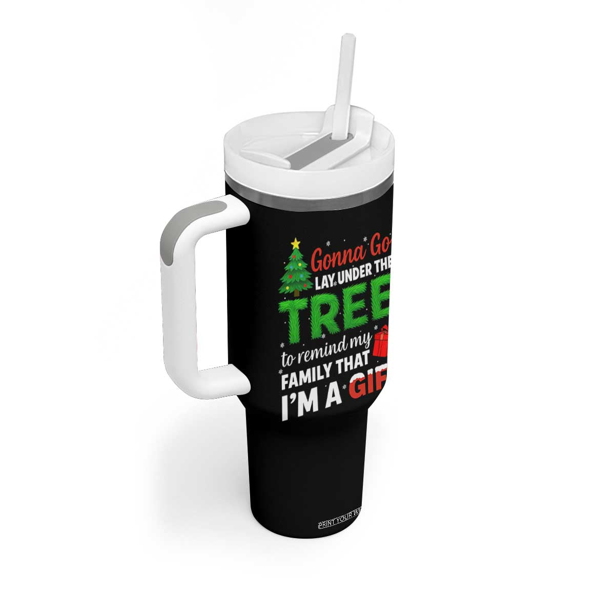 Funny Christmas Tumbler With Handle Lay Under The Tree Xmas Family Pajama Gift TS10 Print Your Wear