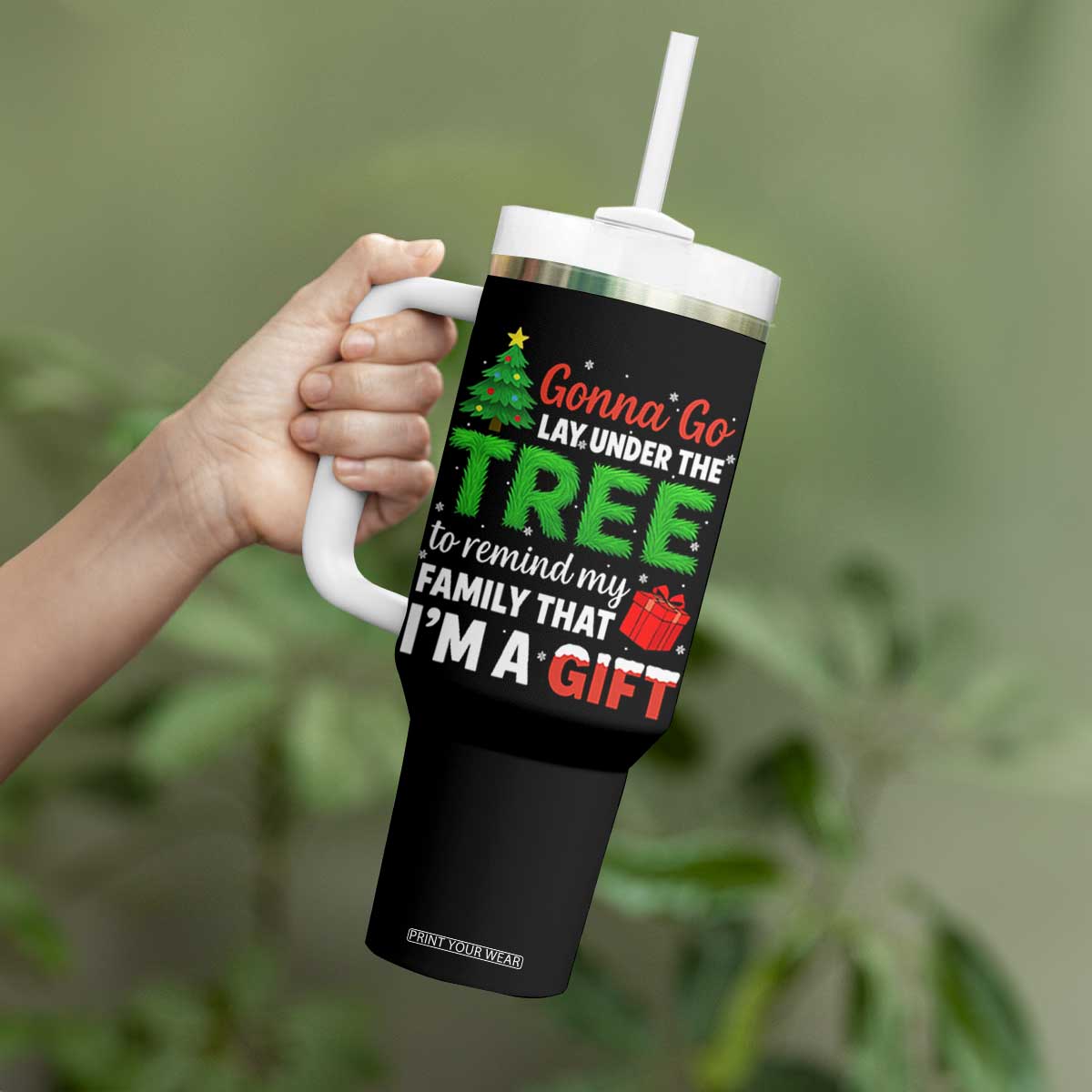 Funny Christmas Tumbler With Handle Lay Under The Tree Xmas Family Pajama Gift TS10 Print Your Wear