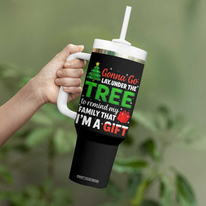 Funny Christmas Tumbler With Handle Lay Under The Tree Xmas Family Pajama Gift TS10 Print Your Wear