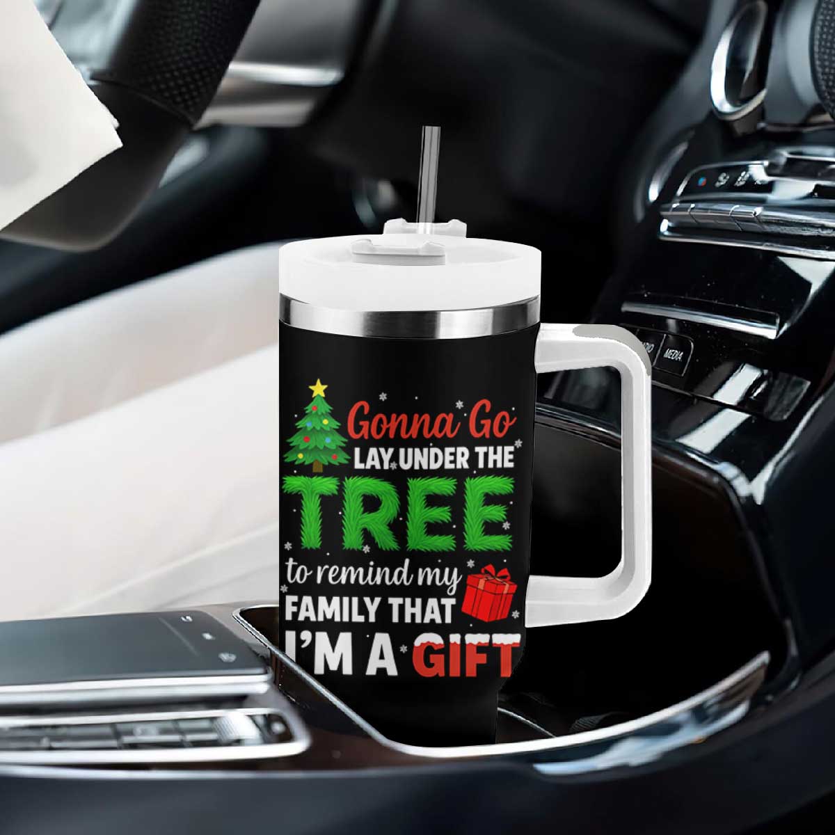 Funny Christmas Tumbler With Handle Lay Under The Tree Xmas Family Pajama Gift TS10 Print Your Wear