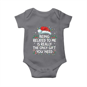 Being Related To Me Funny Christmas Baby Onesie Family Xmas Pajamas TS10 Charcoal Print Your Wear