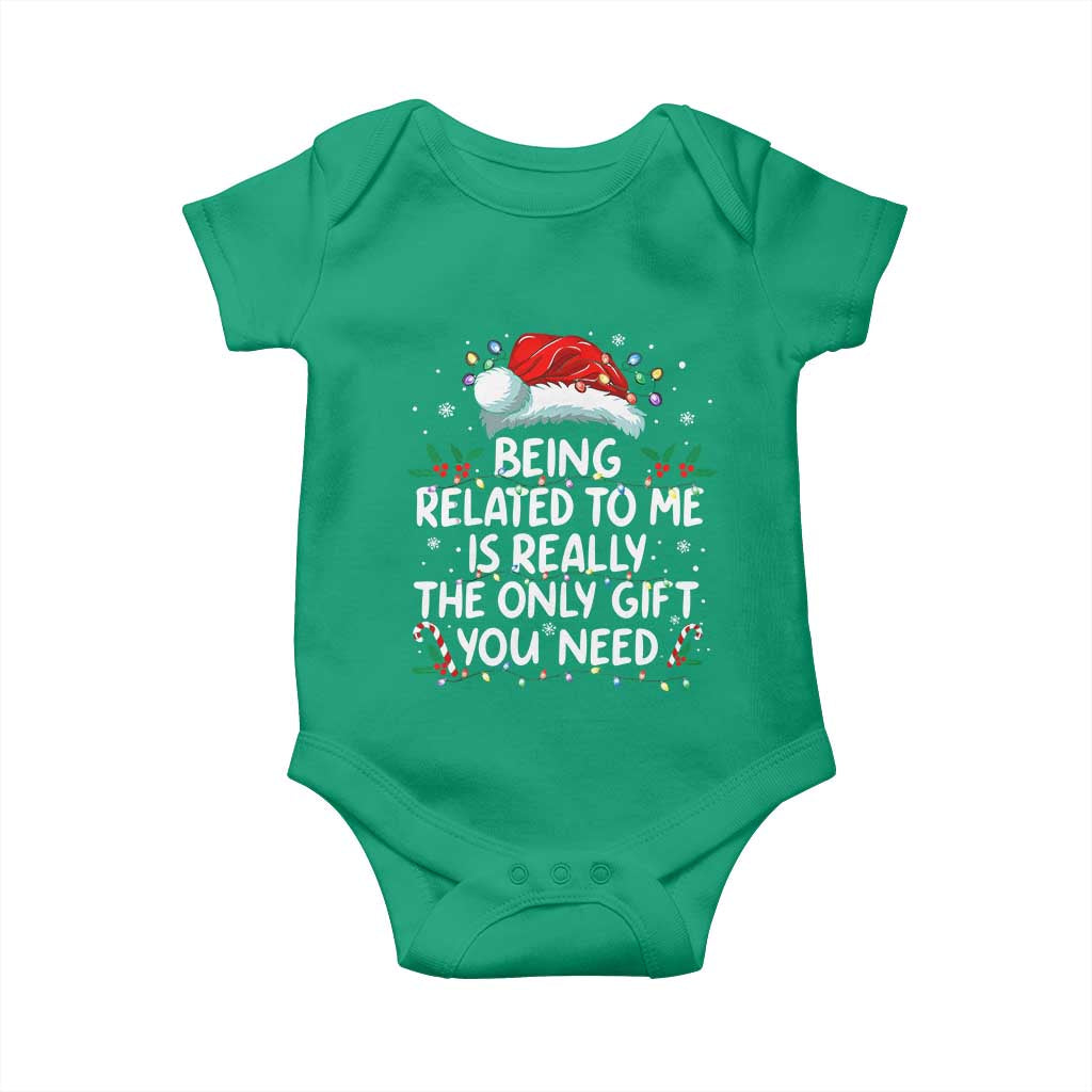 Being Related To Me Funny Christmas Baby Onesie Family Xmas Pajamas TS10 Irish Green Print Your Wear