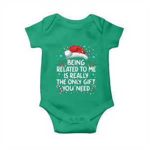 Being Related To Me Funny Christmas Baby Onesie Family Xmas Pajamas TS10 Irish Green Print Your Wear