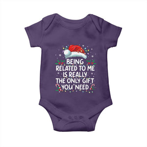 Being Related To Me Funny Christmas Baby Onesie Family Xmas Pajamas TS10 Purple Print Your Wear