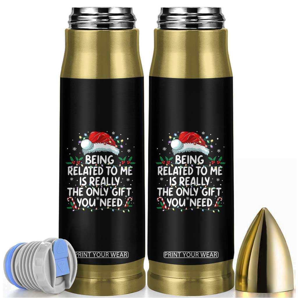 Being Related To Me Funny Christmas Bullet Tumbler Family Xmas Pajamas TS10 Black Print Your Wear