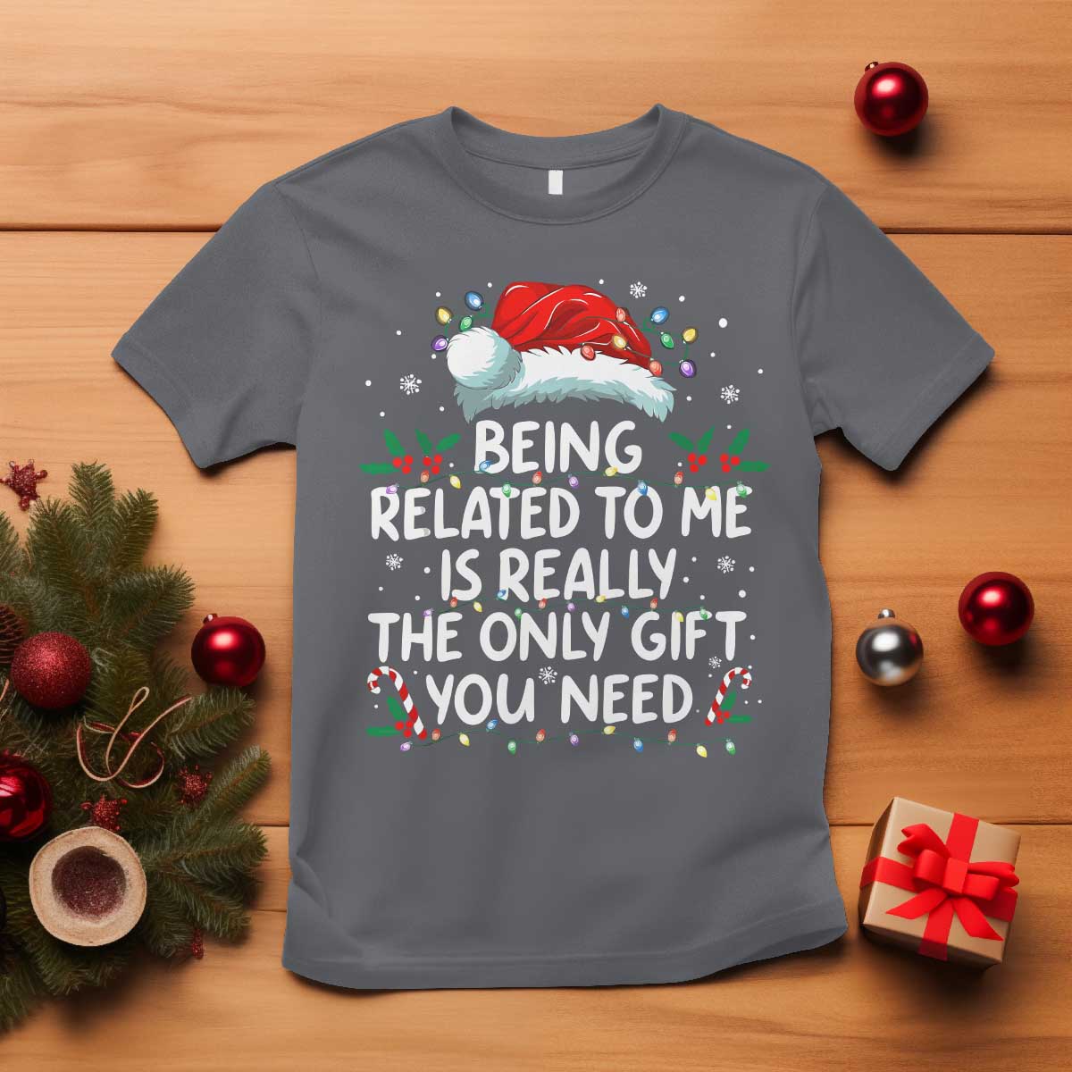 Being Related To Me Funny Christmas T Shirt Family Xmas Pajamas TS10 Charcoal Print Your Wear