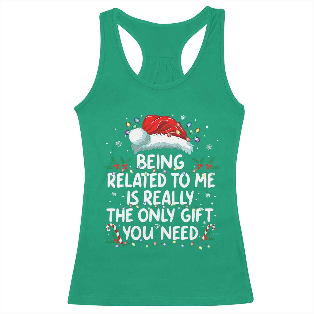 Being Related To Me Funny Christmas Racerback Tank Top Family Xmas Pajamas TS10 Irish Green Print Your Wear