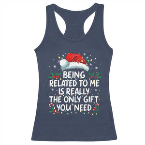 Being Related To Me Funny Christmas Racerback Tank Top Family Xmas Pajamas TS10 Navy Print Your Wear