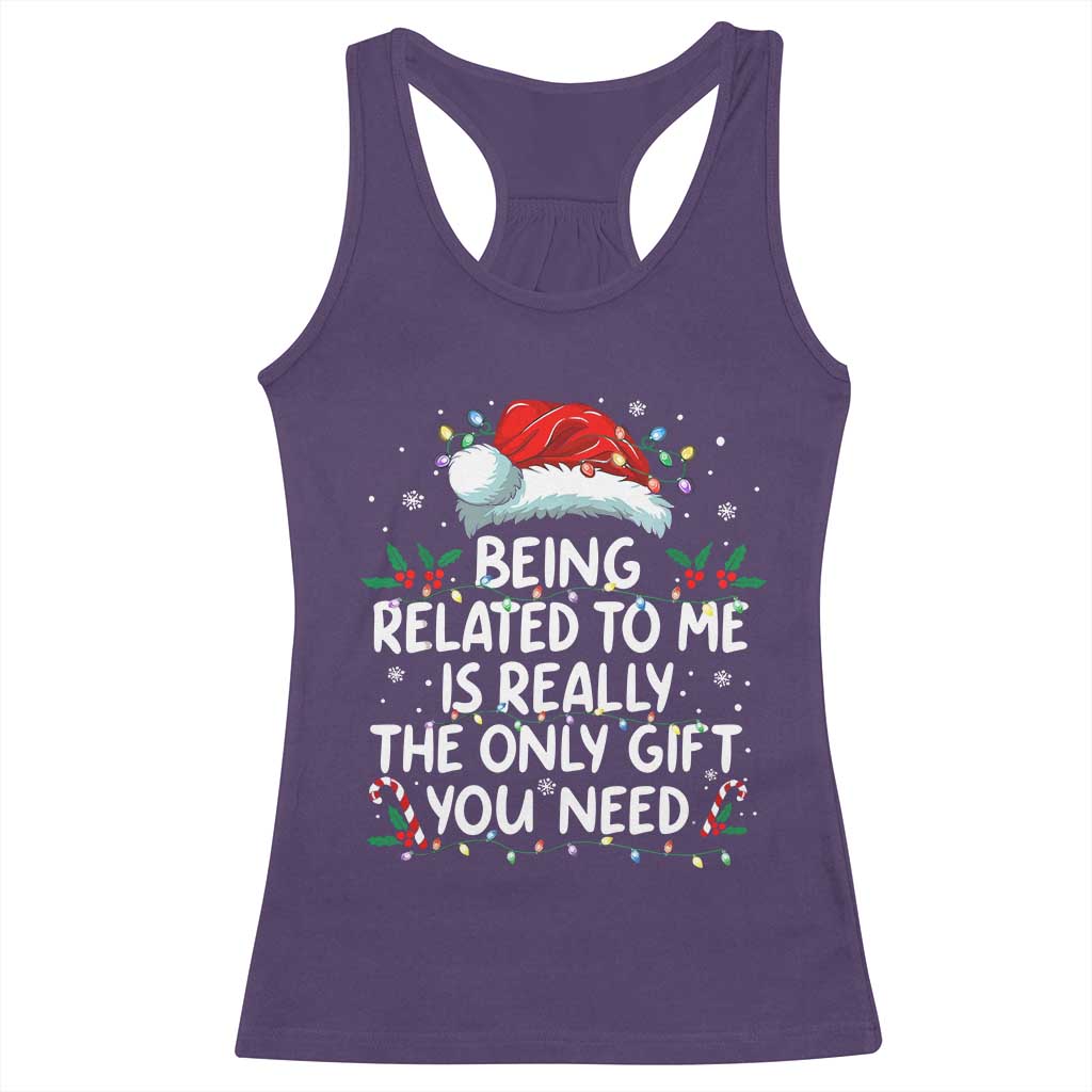 Being Related To Me Funny Christmas Racerback Tank Top Family Xmas Pajamas TS10 Purple Print Your Wear