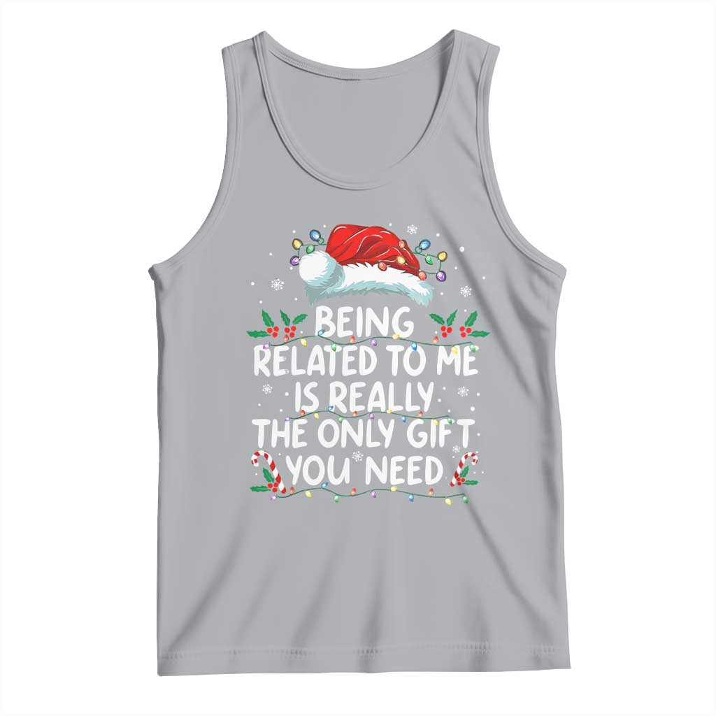 Being Related To Me Funny Christmas Tank Top Family Xmas Pajamas TS10 Athletic Heather Print Your Wear