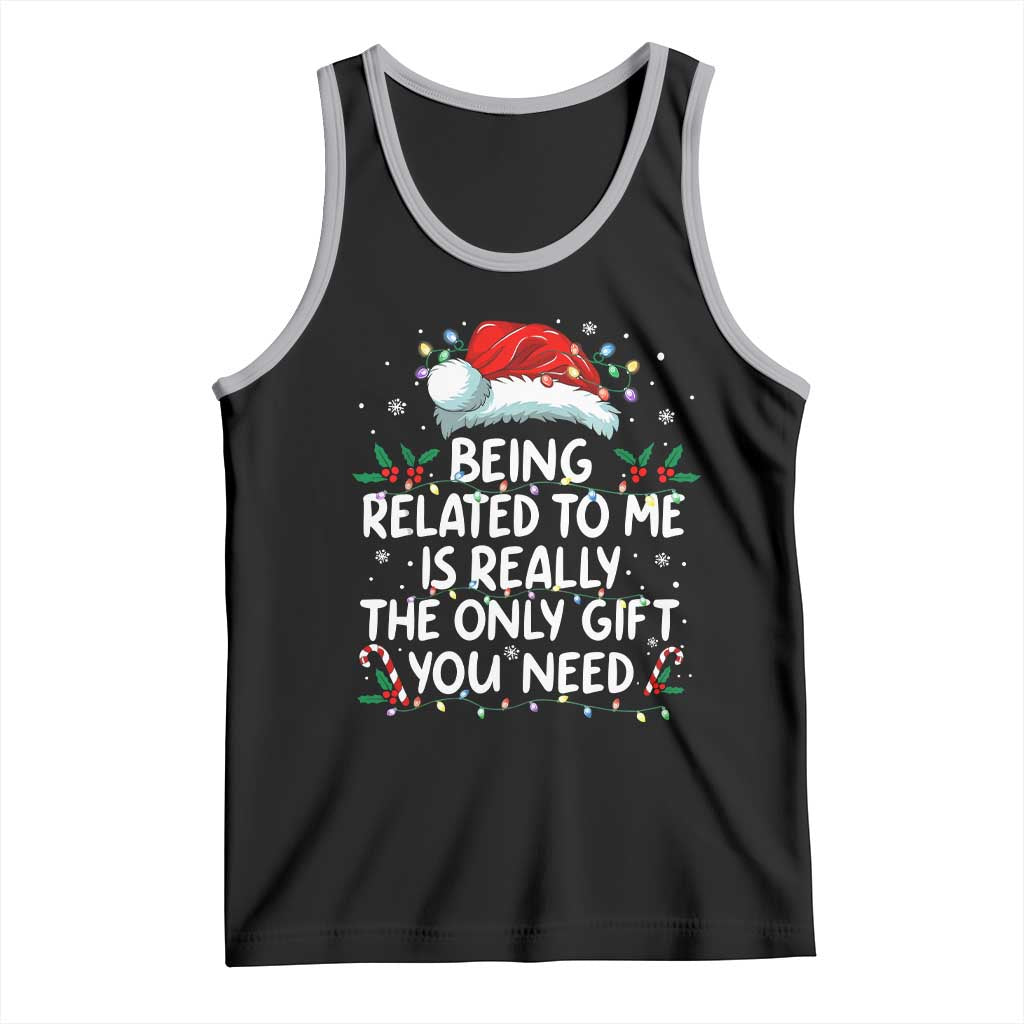 Being Related To Me Funny Christmas Tank Top Family Xmas Pajamas TS10 Black Athletic Heather Print Your Wear