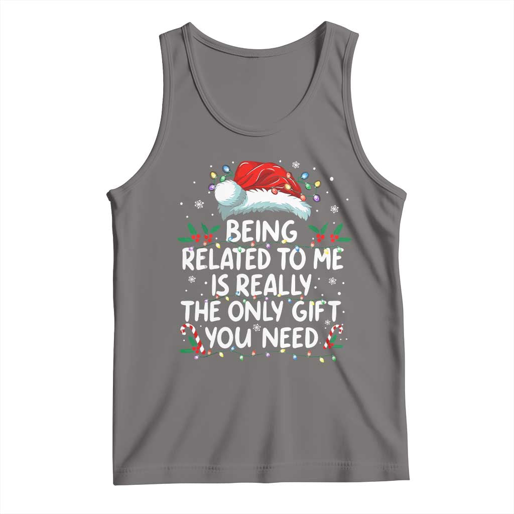 Being Related To Me Funny Christmas Tank Top Family Xmas Pajamas TS10 Deep Heather Print Your Wear