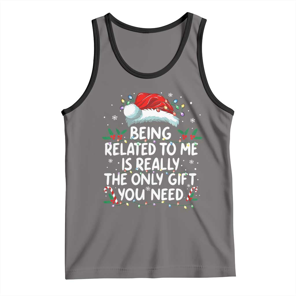 Being Related To Me Funny Christmas Tank Top Family Xmas Pajamas TS10 Deep Heather Black Print Your Wear