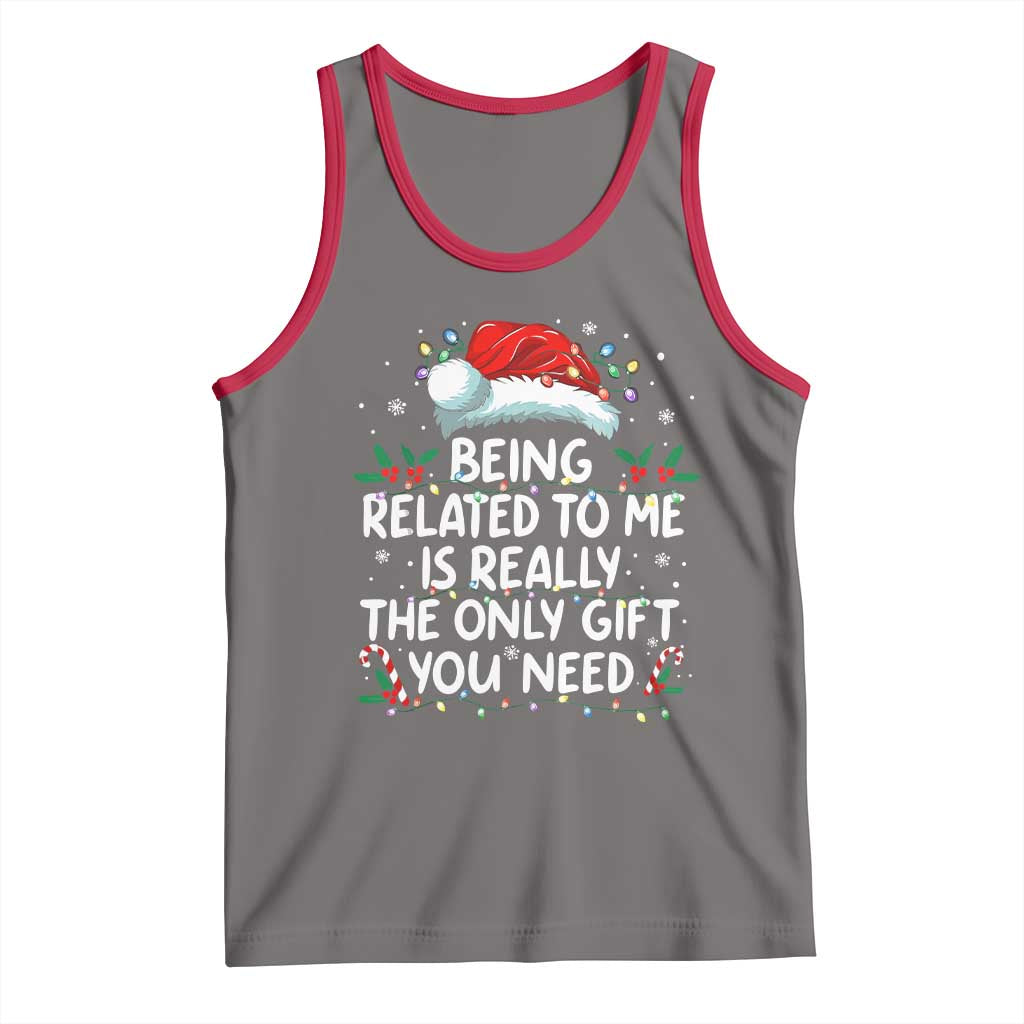 Being Related To Me Funny Christmas Tank Top Family Xmas Pajamas TS10 Deep Heather Red Print Your Wear