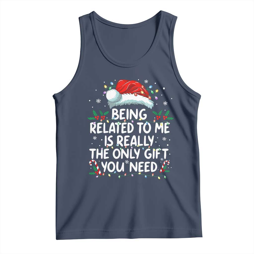 Being Related To Me Funny Christmas Tank Top Family Xmas Pajamas TS10 Navy Print Your Wear