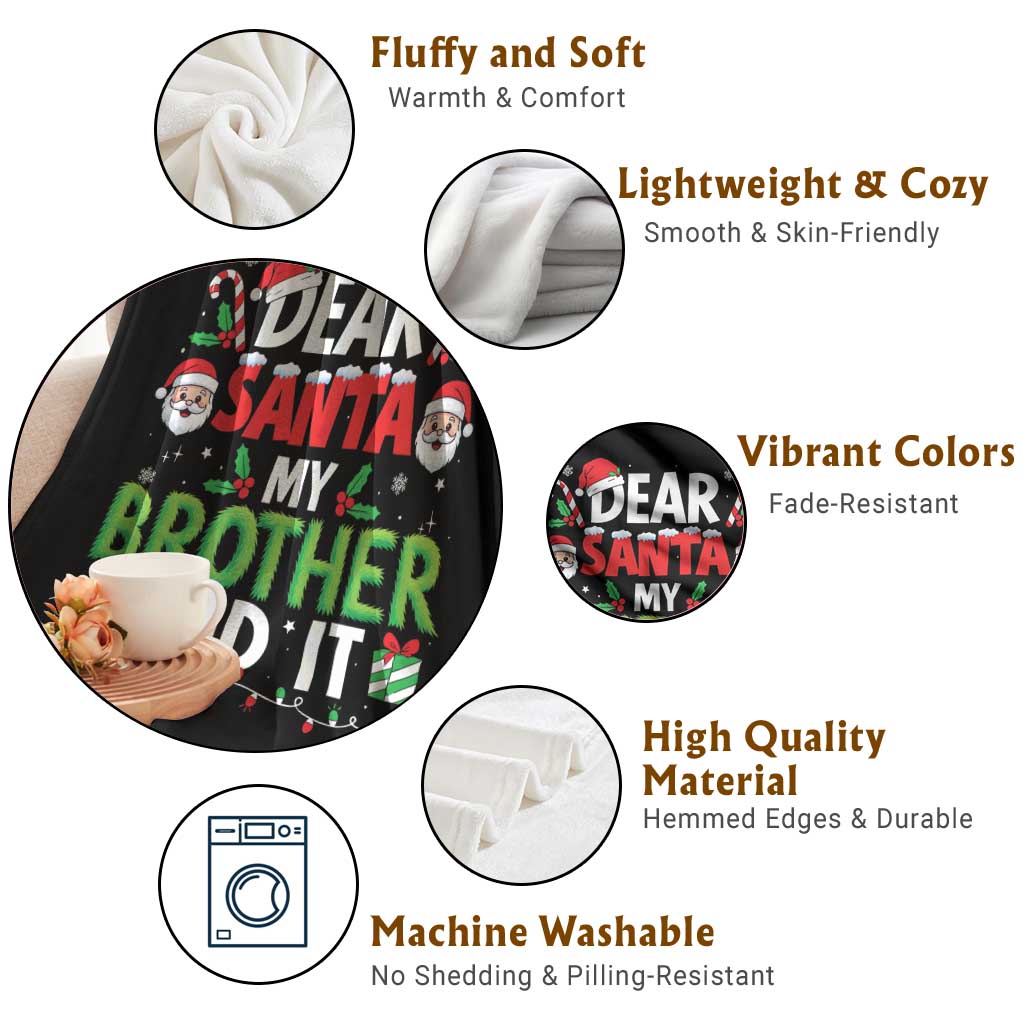 Dear Santa My Brother Did It Funny Christmas Throw Blanket Boys Girls Kids TS10 Print Your Wear