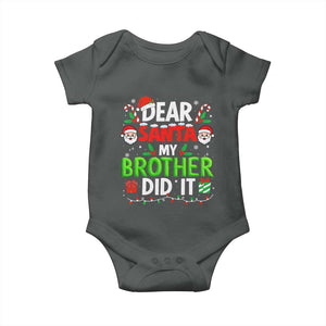 Dear Santa My Brother Did It Funny Christmas Baby Onesie Boys Girls Kids TS10 Dark Heather Print Your Wear