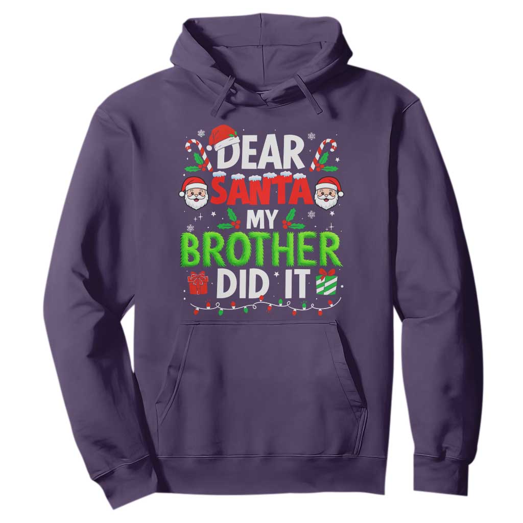 Dear Santa My Brother Did It Funny Christmas Hoodie Boys Girls Kids TS10 Purple Print Your Wear