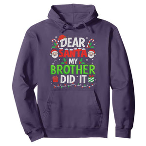 Dear Santa My Brother Did It Funny Christmas Hoodie Boys Girls Kids TS10 Purple Print Your Wear