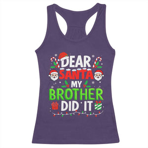 Dear Santa My Brother Did It Funny Christmas Racerback Tank Top Boys Girls Kids TS10 Purple Print Your Wear